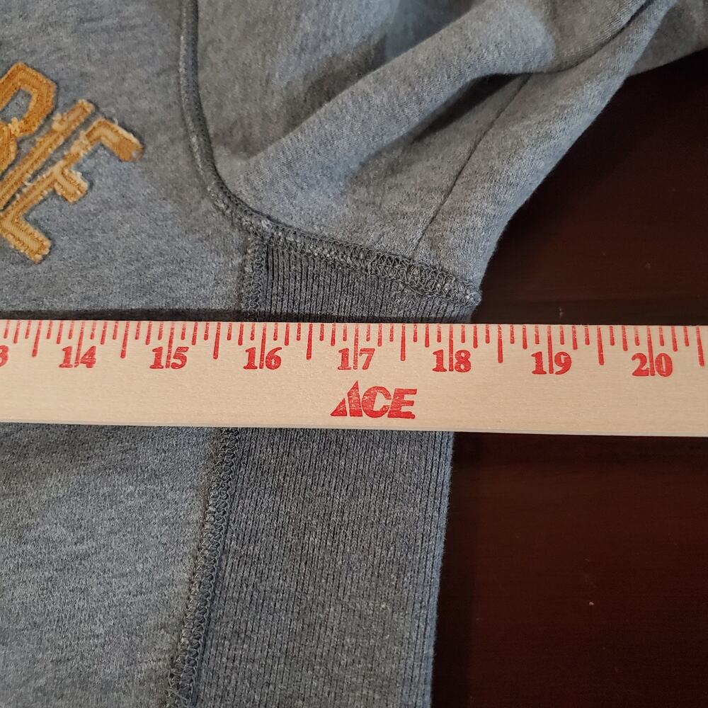 Vtg 90s Y2K Abercrombie New York Athl Puff Logo Muscle Zip Sweatshirt Kid Size M - Picture 10 of 12